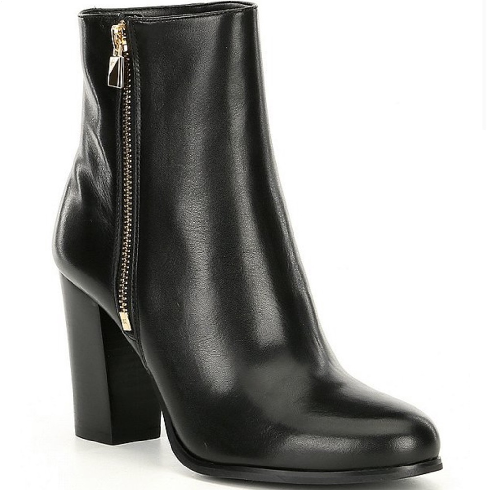 Michael Kors Black Leather Block Heel  Booties
